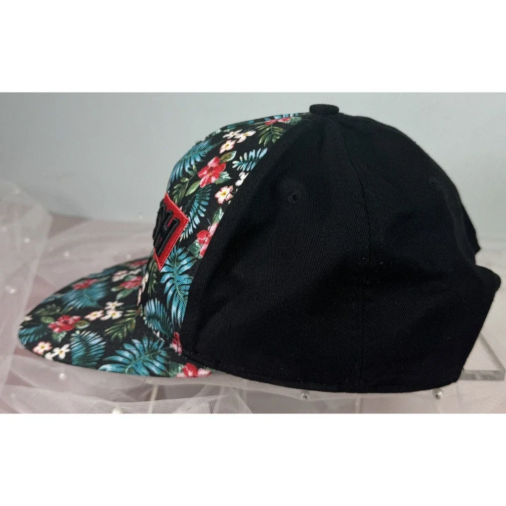 Sole‎ Addiction Fresh Floral Black Snapback Baseball Cap Hat Womens Tropical